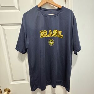 Pierim Navy Blue Polyester soccer Shirt with Brazil logo size large